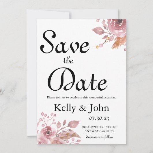 Sla de datum Floral Corners Kaart op (Voorkant)