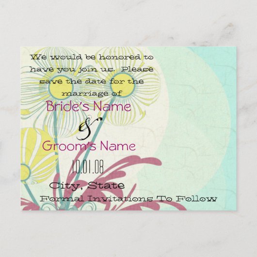 Sla de datum Floral op Aankondigingskaart (Achterkant)