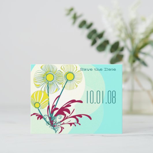 Sla de datum Floral op Aankondigingskaart (Staand voorkant)