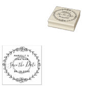 Sla de datum Floral Roos Vine Modern Script op Rubberstempel (Gestempeld)
