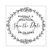 Sla de datum Floral Roos Vine Modern Script op Rubberstempel (Afrduk)