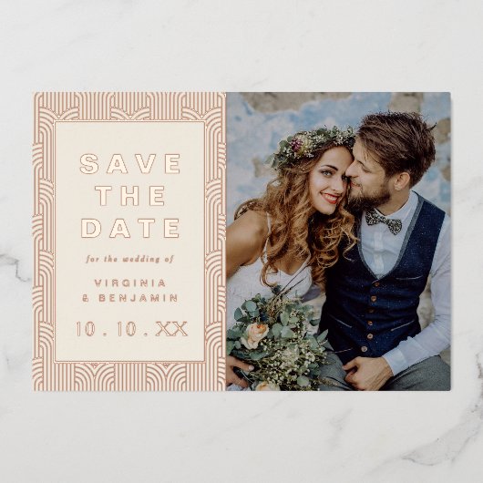 Sla de datum Folie fotokaart op Folie Uitnodiging (Voorkant)