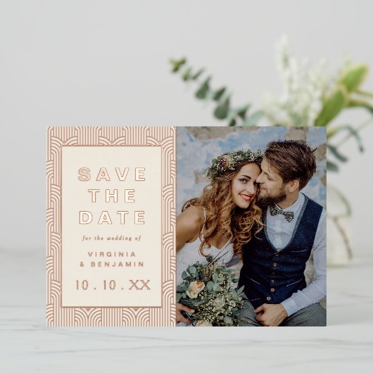 Sla de datum Folie fotokaart op Folie Uitnodiging (Staand Voorkant)