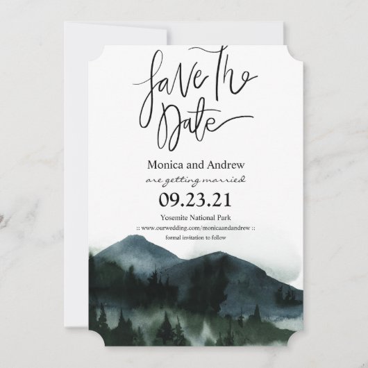 Sla de Datum Forest Mountain uitnodiging op (Voorkant)