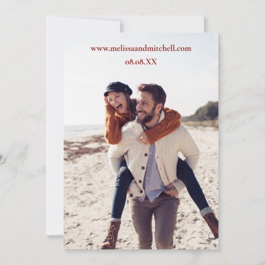 Sla de datum foto aardetoon boho regenboog bloemig kaart (Achterkant)