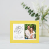 Sla de datum foto Afbeelding geel elegante bruilof Aankondigingskaart (Staand voorkant)