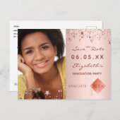 Sla de datum foto afstuderen party blush briefkaart (Voorkant / Achterkant)