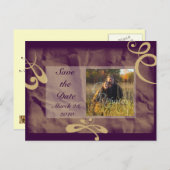 Sla de datum foto Briefkaart Paarse/Khaki (Voorkant / Achterkant)