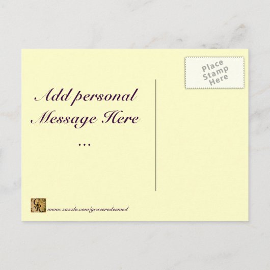 Sla de datum foto Briefkaart Paarse/Khaki (Achterkant)