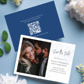 Sla de datum Foto Bruiloft Blauw Bloemen Save The Date