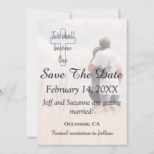 Sla de datum foto Christelijke bruiloft aankondigi Save The Date (Voorkant)