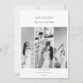Sla de datum foto collage zwart wit bruiloft kaart (Voorkant)