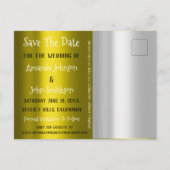 Sla de datum Foto Doodle Verloving Mosterd Grijs Aankondigingskaart (Achterkant)