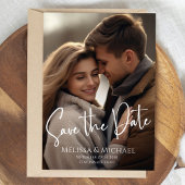 Sla de datum foto eenvoudige kalligrafie script save the date