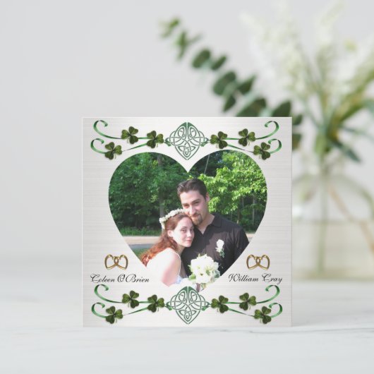 Sla de datum foto kaart Ierse bruiloft Eenheid kno (Staand voorkant)
