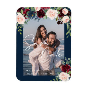 Sla de datum foto Navy Bourgondië en Blush Magneet