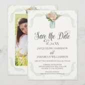 Sla de datum foto rustieke bloemen metselaar Rozen Kaart (Voorkant / Achterkant)