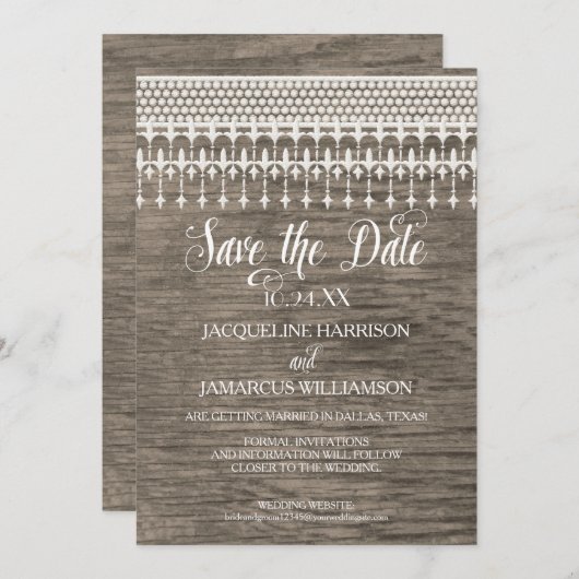 Sla de datum foto rustieke kant houten hek kaart (Voorkant / Achterkant)