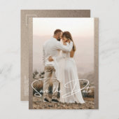 Sla de datum foto stijlvolle rustieke bruiloft aankondigingskaart (Voorkant / Achterkant)