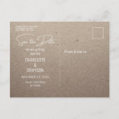 Sla de datum foto stijlvolle rustieke bruiloft aankondigingskaart (Achterkant)