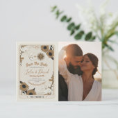 Sla de datum foto Tarot Sun Moon uitgelijnd bruilo Informatiekaartje (Staand voorkant)