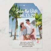 Sla de datum foto tropisch Bagagelabel op Save The Date (Voorkant / Achterkant)
