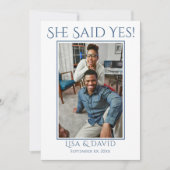 Sla de datum foto trouwaankondiging blauw save the date (Voorkant)