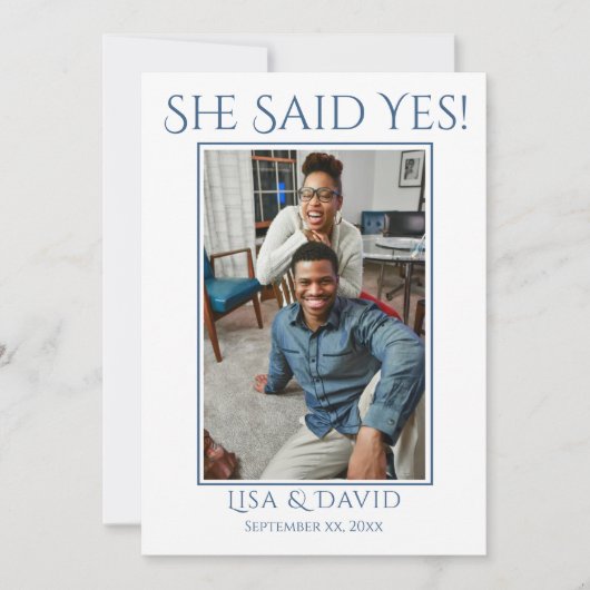 Sla de datum foto trouwaankondiging blauw save the date (Voorkant)