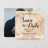 Sla de datum foto uitnodiging hout rustieke bruilo (Voorkant / Achterkant)