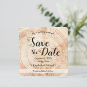 Sla de datum foto uitnodiging hout rustieke bruilo (Staand voorkant)