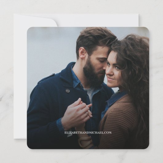 Sla de datum foto uitnodiging hout rustieke bruilo (Achterkant)