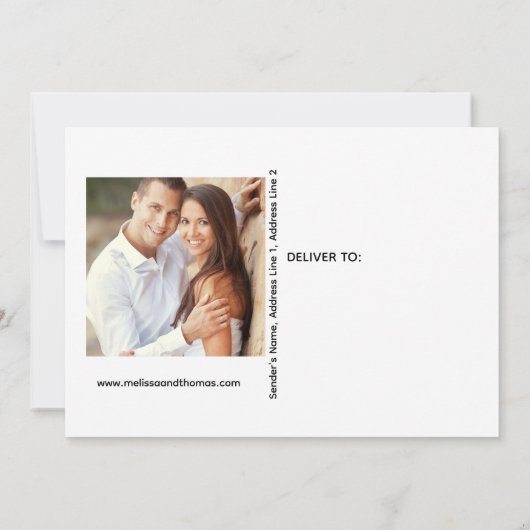 Sla de datum foto uitnodiging roze perzik bloemen (Achterkant)