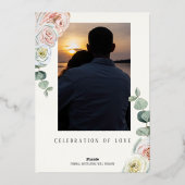 Sla de Datum Foto Waterverf rozen luxe Folie Uitnodiging (Achterkant)