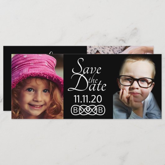 Sla de datum fotokaarten op save the date (Voorkant / Achterkant)