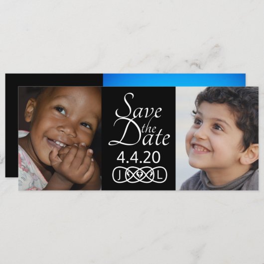 Sla de datum fotokaarten op save the date (Voorkant / Achterkant)