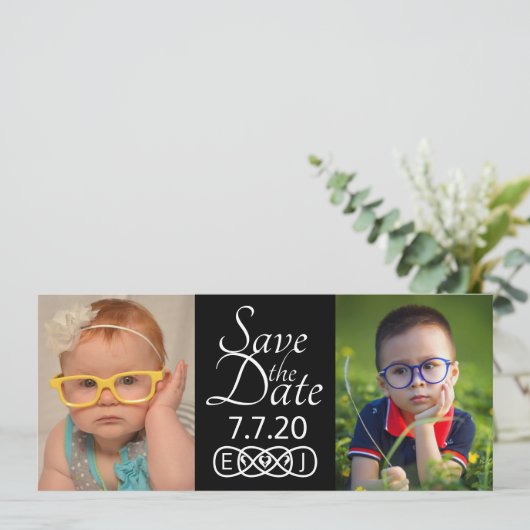 Sla de datum fotokaarten op save the date (Staand voorkant)