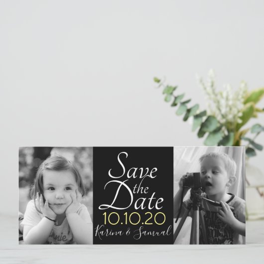 Sla de datum fotokaarten op save the date (Staand voorkant)