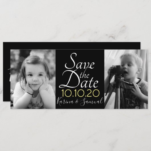 Sla de datum fotokaarten op save the date (Voorkant / Achterkant)