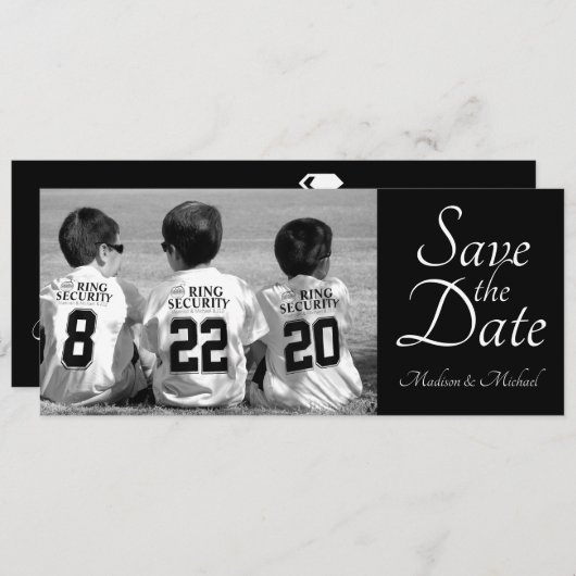 Sla de datum fotokaarten op save the date (Voorkant / Achterkant)