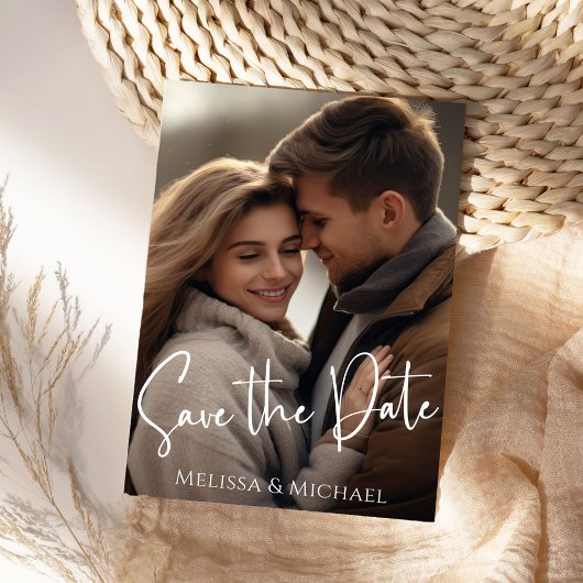 Sla de datum fotokalligrafie script Elegant op Save The Date