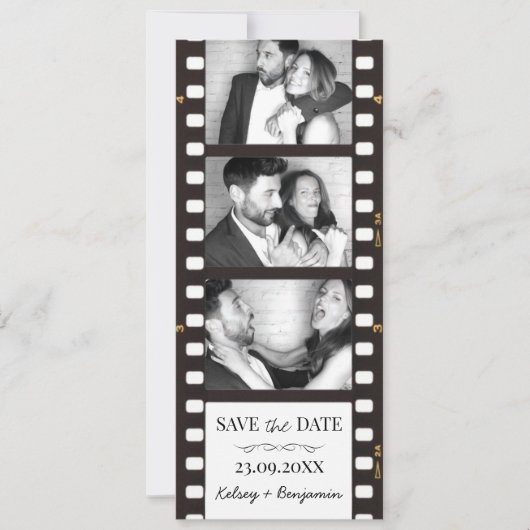 Sla de datum fotostrip fotocabine save the date (Voorkant)