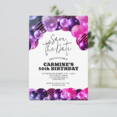 Sla de Datum Fuchsia 50e Verjaardagsfeestje op Kaart (Staand voorkant)