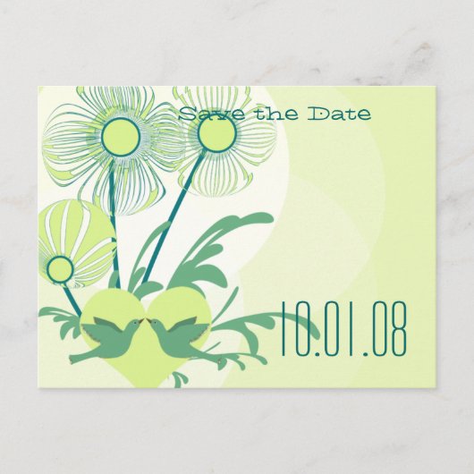 Sla de datum Funky en Fun Limoen Flowers op Aankondigingskaart (Voorkant)