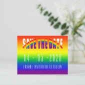 Sla de datum Gay bruiloft LGBT Gay Pride Party Briefkaart (Staand voorkant)