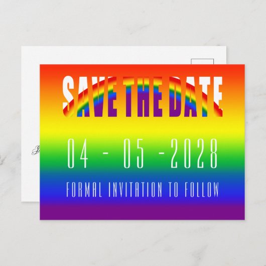 Sla de datum Gay bruiloft LGBT Gay Pride Party Briefkaart (Voorkant / Achterkant)