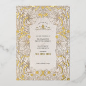 Sla de datum gedempte witte Pimpernel  Morris op Folie Uitnodiging (Voorkant)