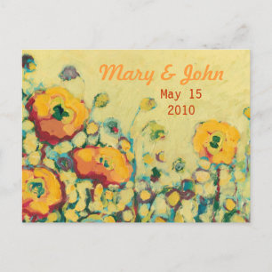 Sla de datum Geel & Oranje Poppy Briefkaart