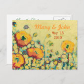 Sla de datum Geel & Oranje Poppy Briefkaart (Voorkant / Achterkant)