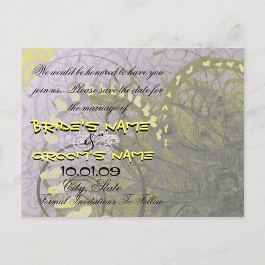 Sla de datum Gele Hart op - Aankondigingskaart (Achterkant)