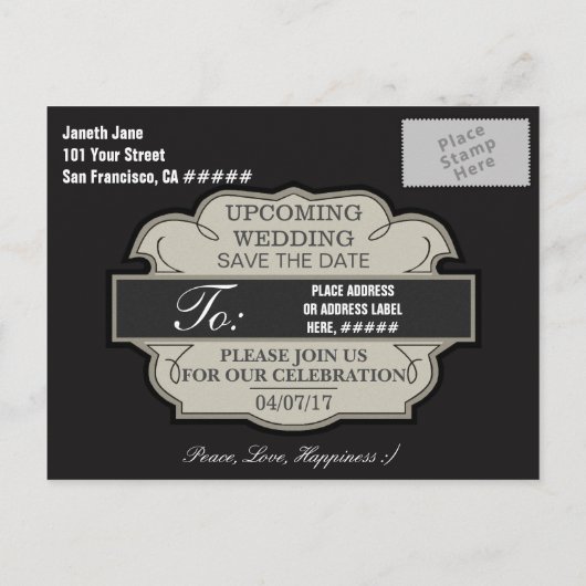 Sla de datum gepersonaliseerd op aankondigingskaart (Achterkant)